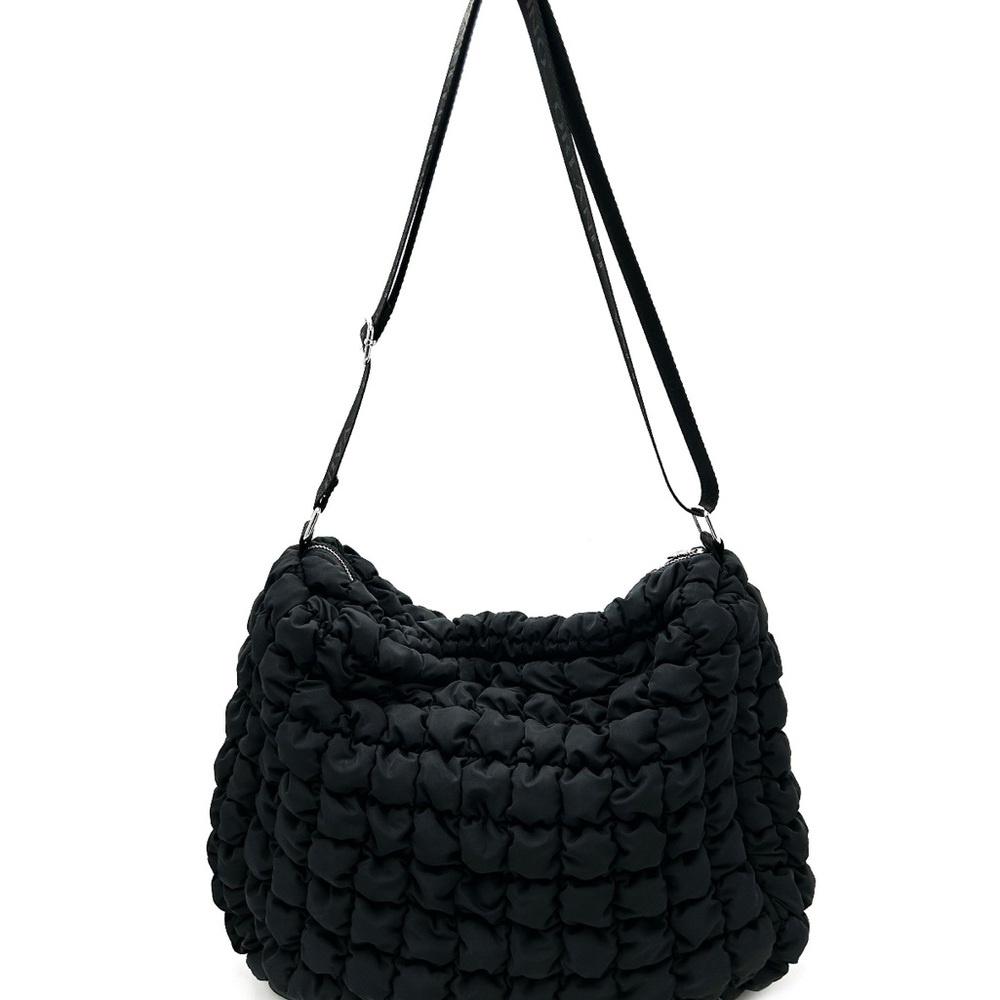 Valentino Orlandi Black Ruched Puff Quilted Shoulder Bag NWT Silver Hardware ✨🖤